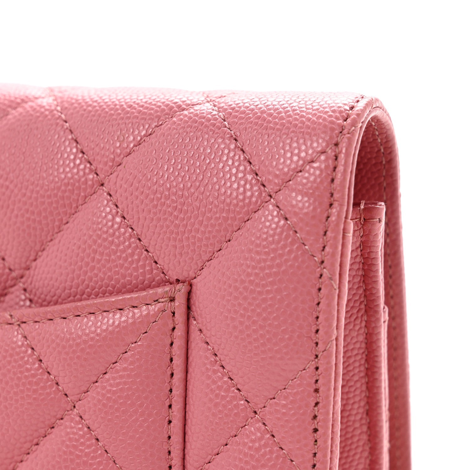 Caviar Quilted Wallet on Chain WOC Pink