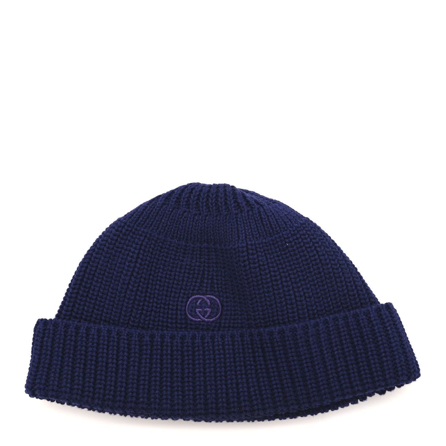 Wool Cashmere Knit Interlocking G Beanie Hat S Blue