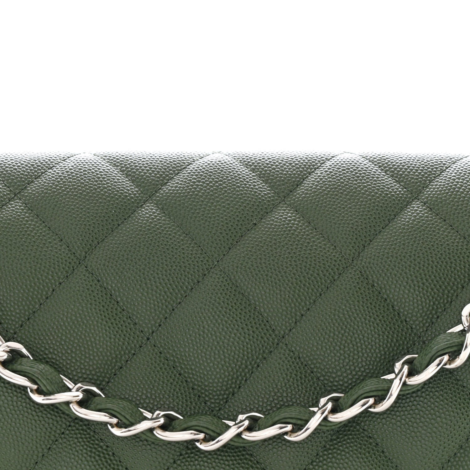 Caviar Quilted Jumbo Double Flap Green