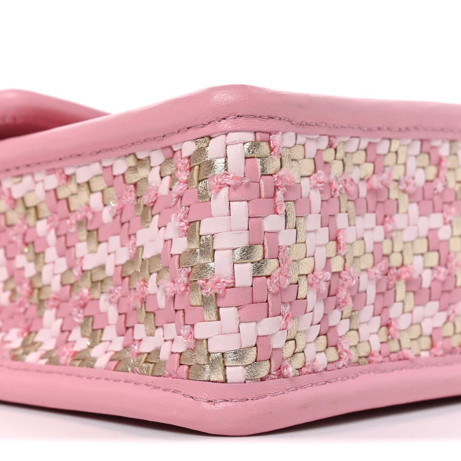 Metallic Lambskin Viscose Woven Flap Pink Gold
