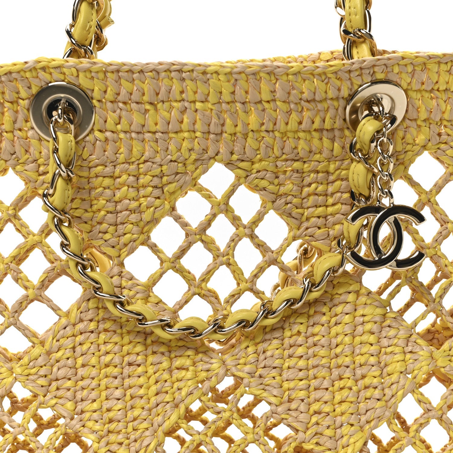 Straw Raffia Tote Beige Yellow