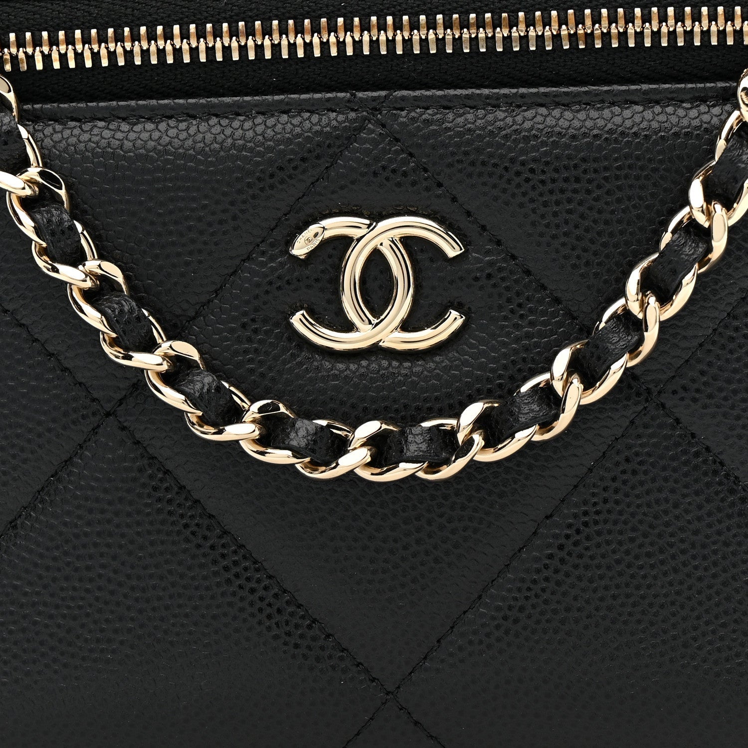 Caviar Quilted Top Handle Long Vanity Black