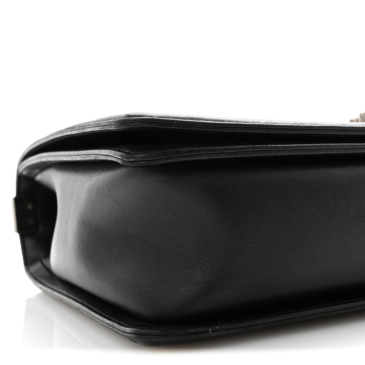 Lambskin Quilted Large Boy Flap Black