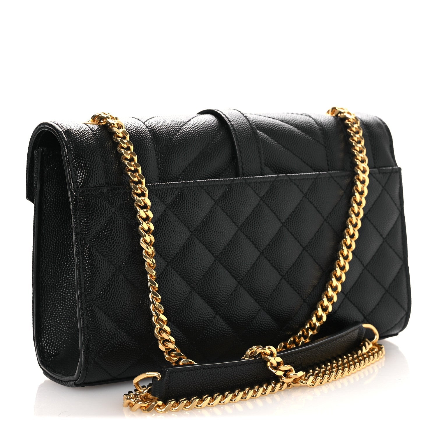 Grain De Poudre Textured Mixed Matelasse Triquilt Small Monogram Satchel Black