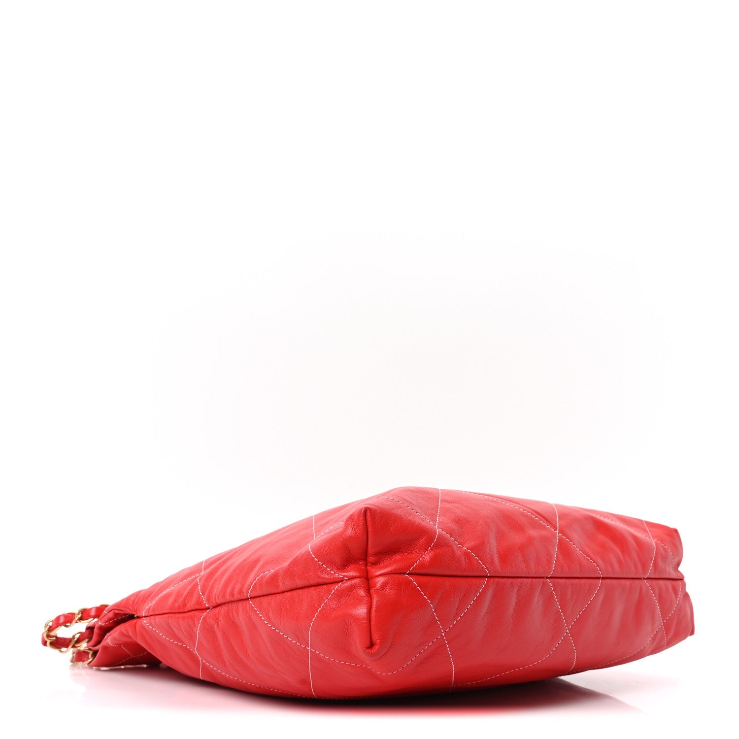 Shiny Calfskin Stitched Quilted Small Chanel 22 Red