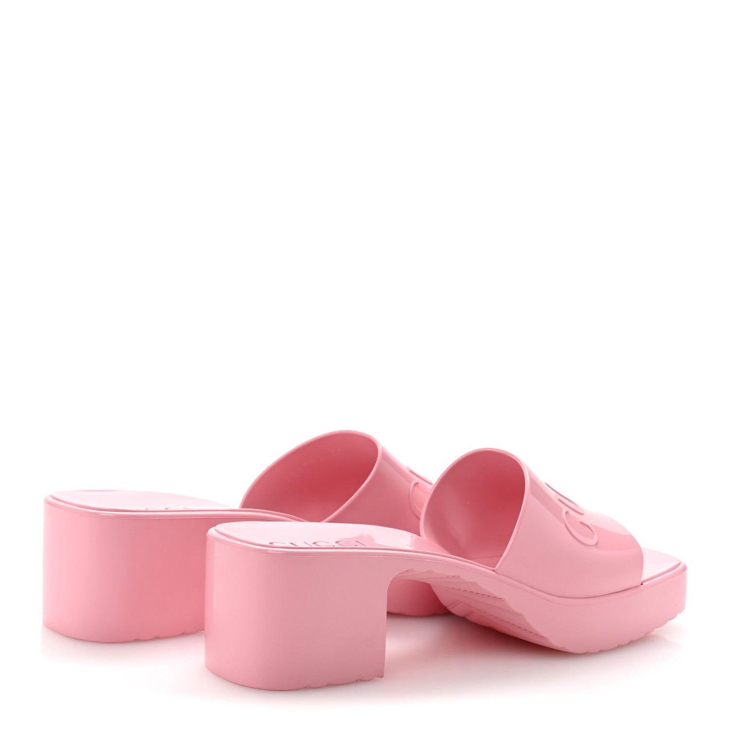 Rubber Gucci Logo Womens Platform 20/60mm Slide Sandals 37 Wild Rose