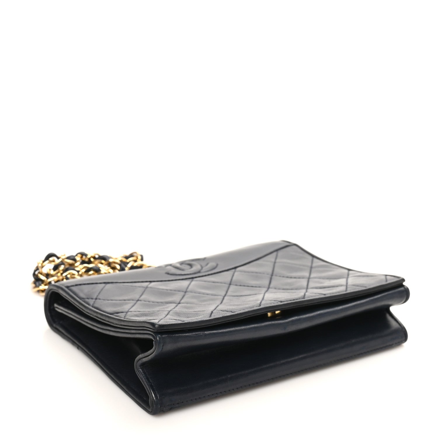 Lambskin Quilted Timeless CC Small Single Flap Navy Blue