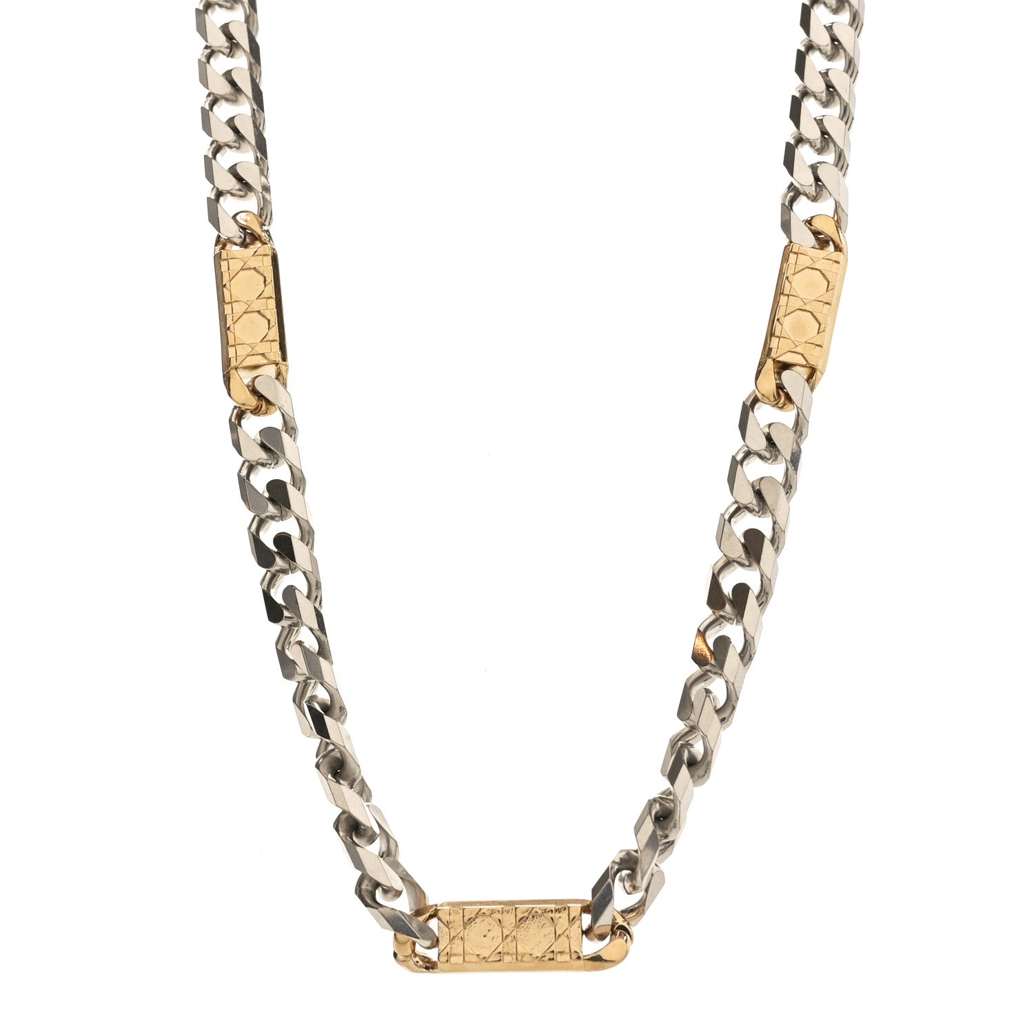 Metal Cannage Chain Link Necklace Gold Silver