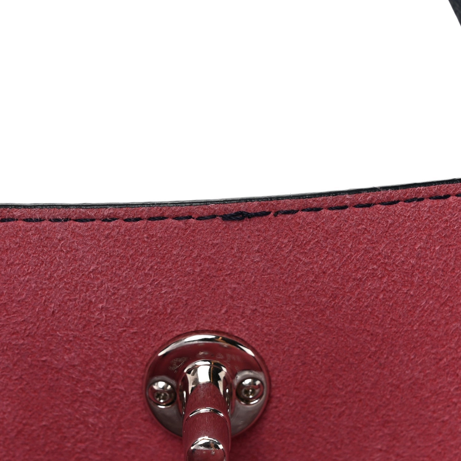 Calfskin Tweed Small Logo Eyelets Shopping Tote Navy Blue