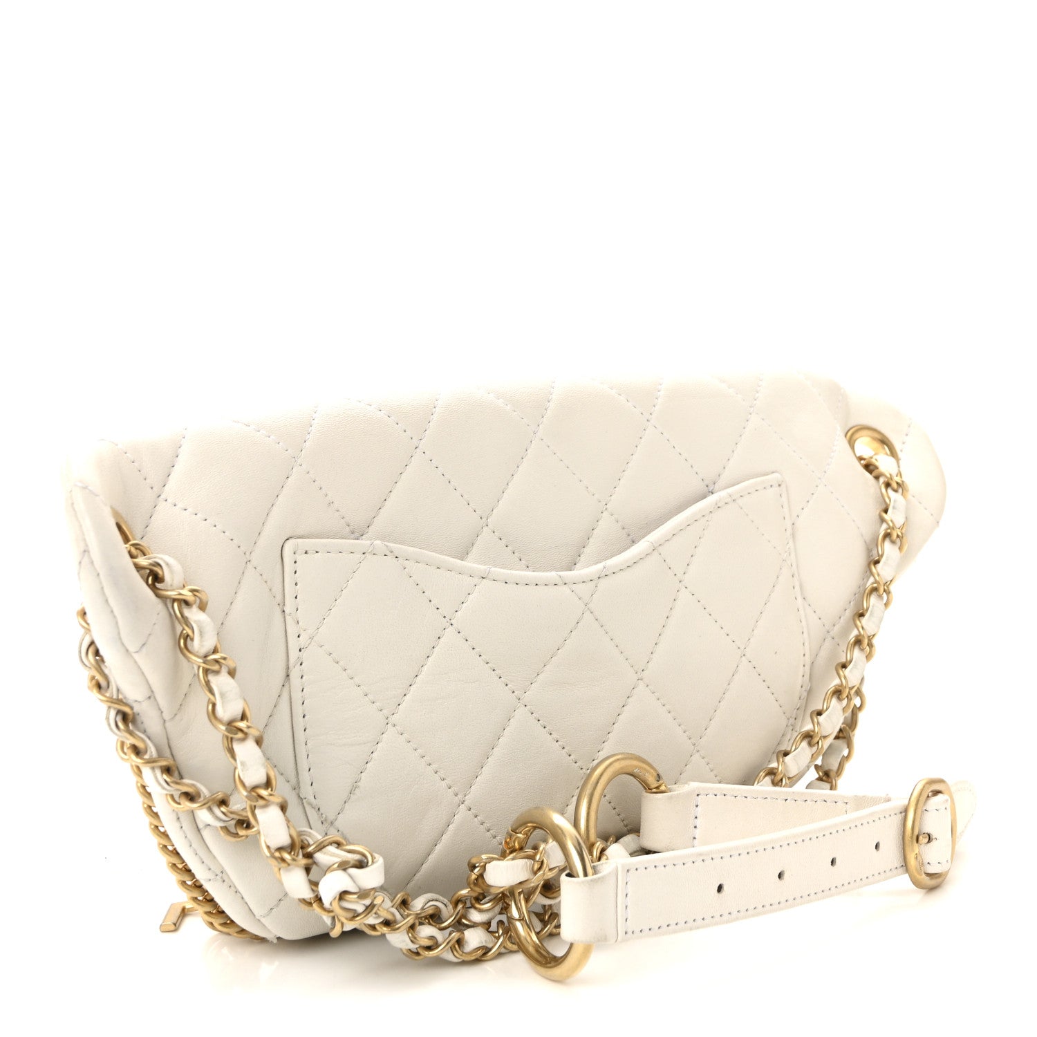 Lambskin Quilted All About Chains Waist Belt Bag White