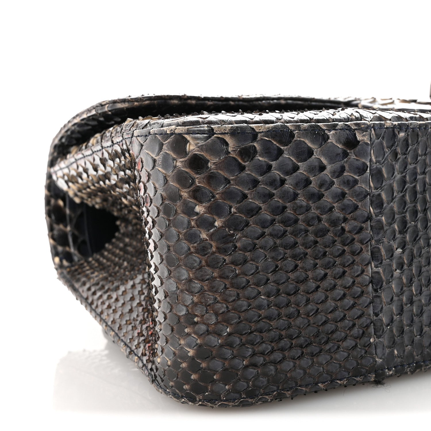 Metallic Snakeskin Jumbo Double Flap Blue