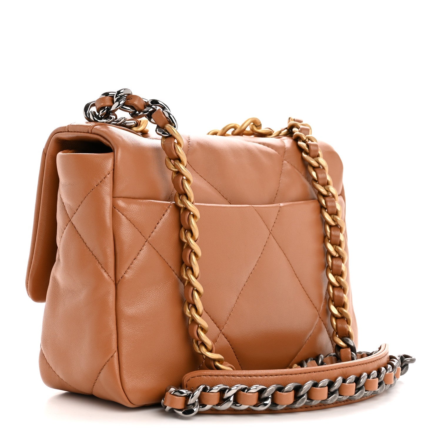 Lambskin Quilted Medium Chanel 19 Flap Brown