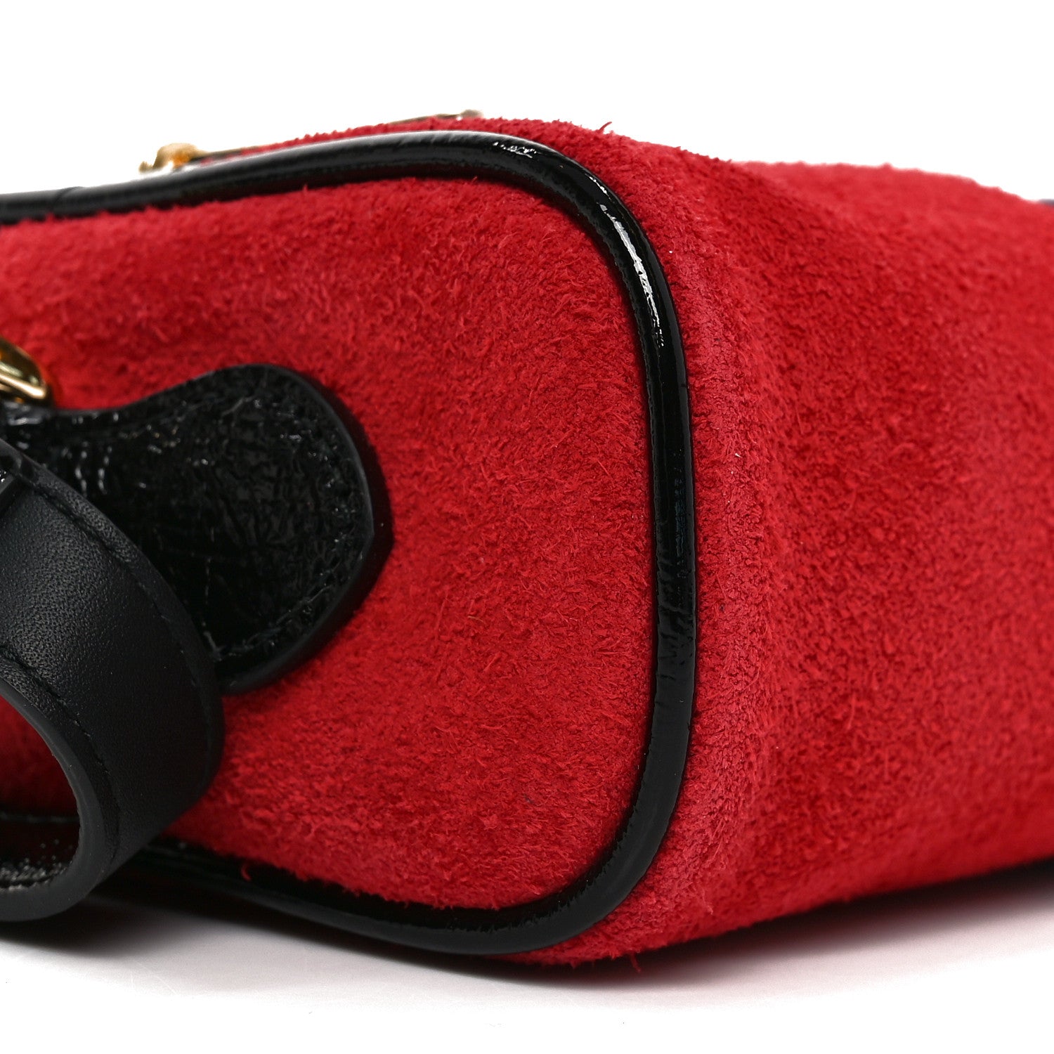 Suede Patent Web Mini Ophidia Shoulder Bag Hibiscus Red Black