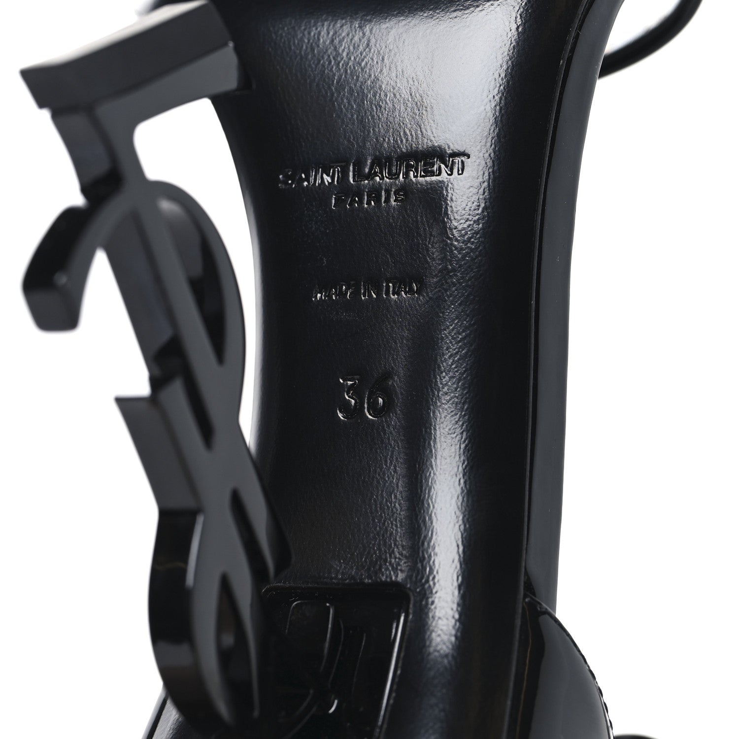 Patent Calfskin Opyum 110 Sandals 36 Black