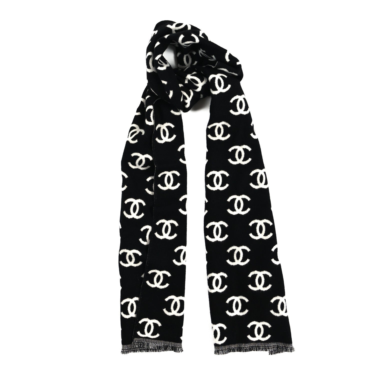 Wool Cashmere CC Scarf Black White