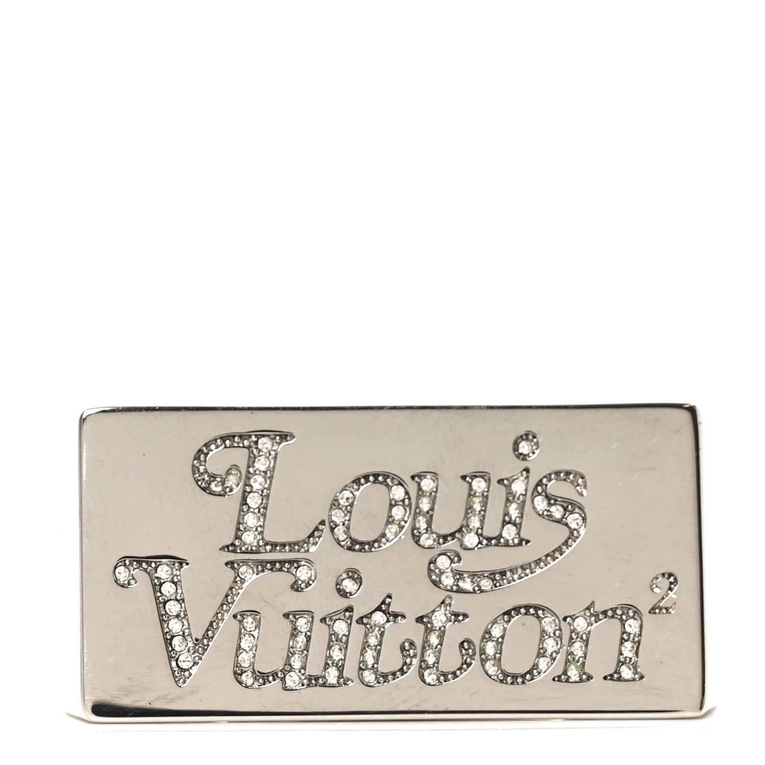Metal LV Squared Strass Logo Double Ring 61 9.5 Silver