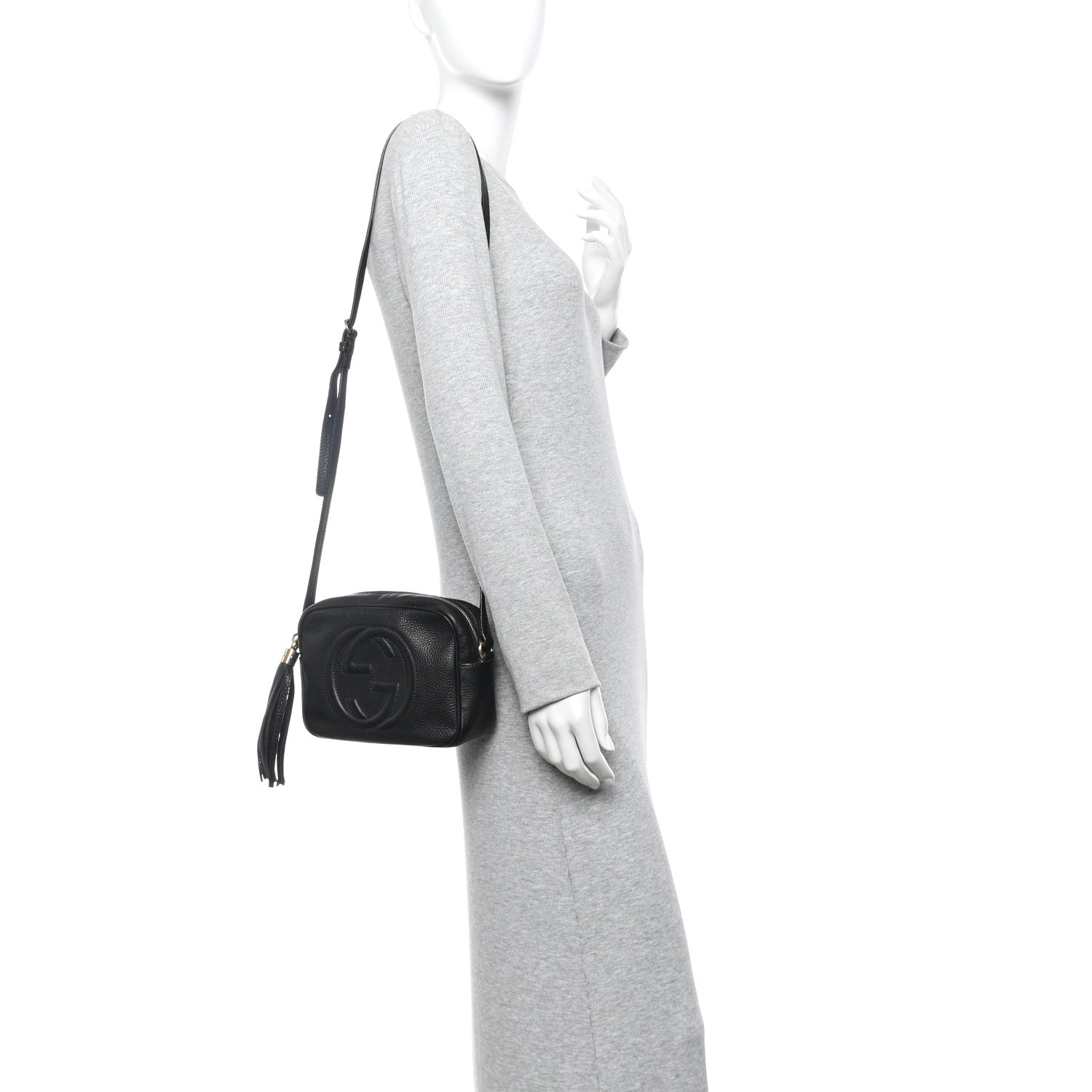 Pebbled Calfskin Small Soho Disco Bag Black