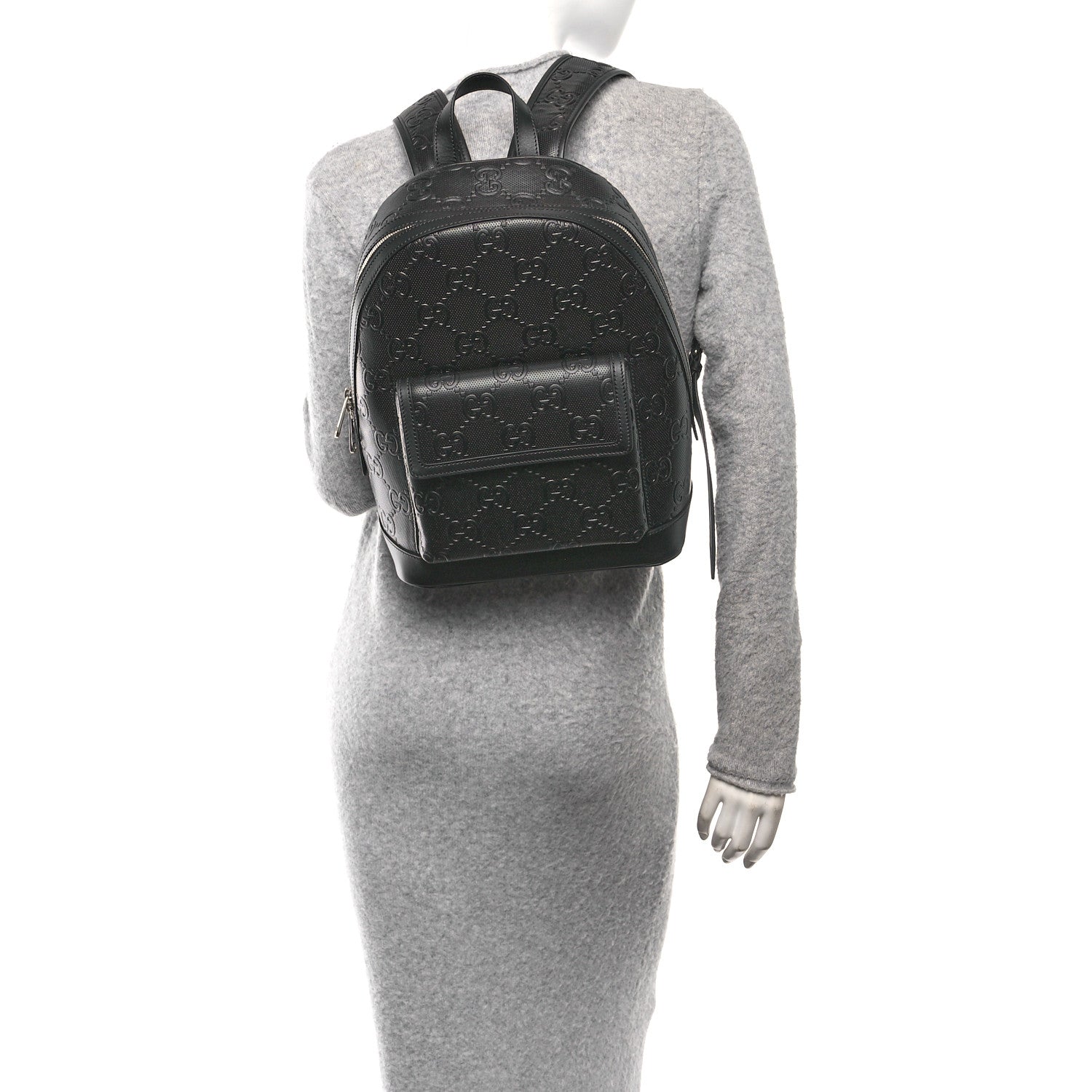 Calfskin GG Tennis Embossed Backpack Black