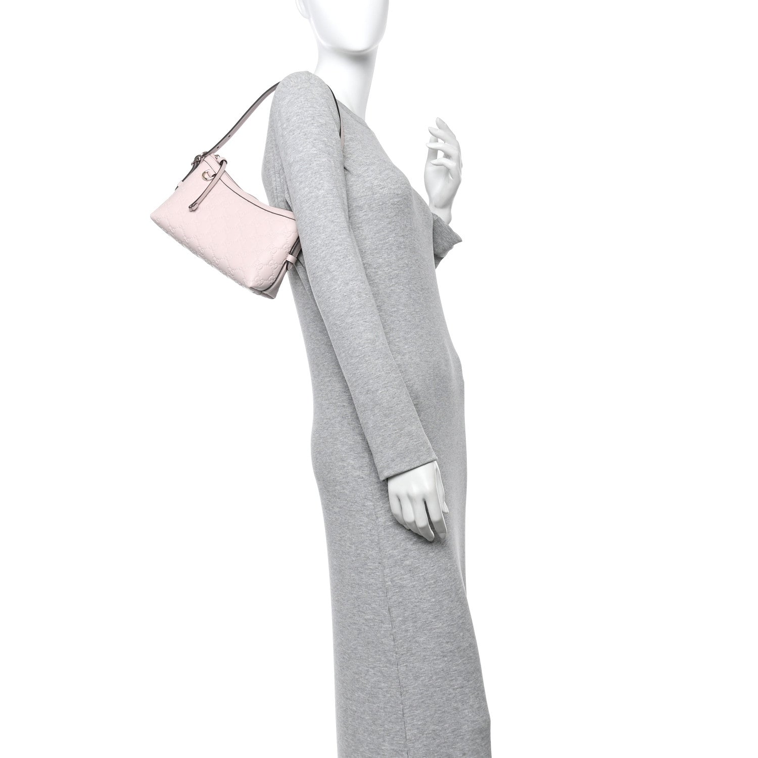 GG Calfskin Embossed Emblem Small Shoulder Bag Pink