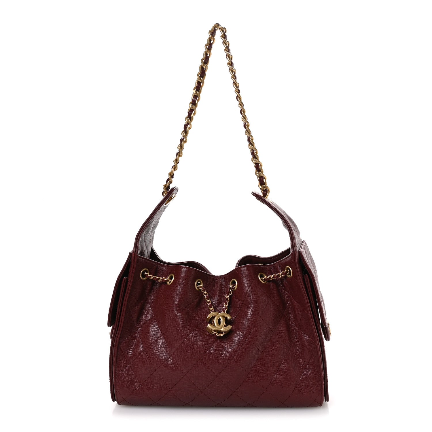 Caviar Quilted Small Chanel 25 Handbag Burgundy