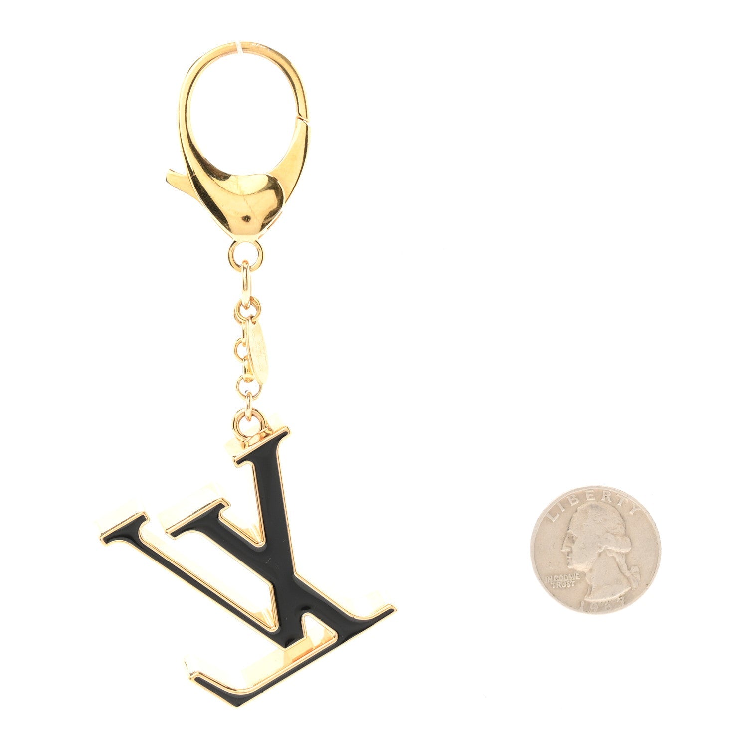 Metal Enamel Fleur De Monogram Bag Charm Dore