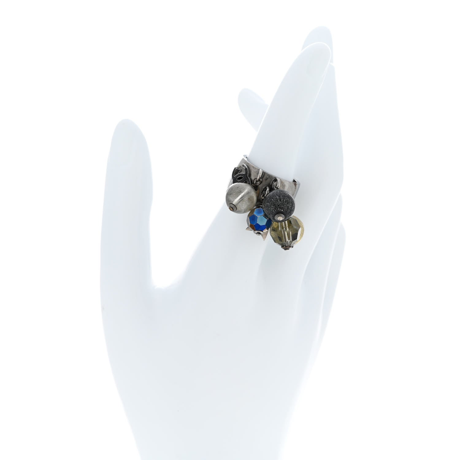 Ruthenium Beaded CC Star Ring 6.25