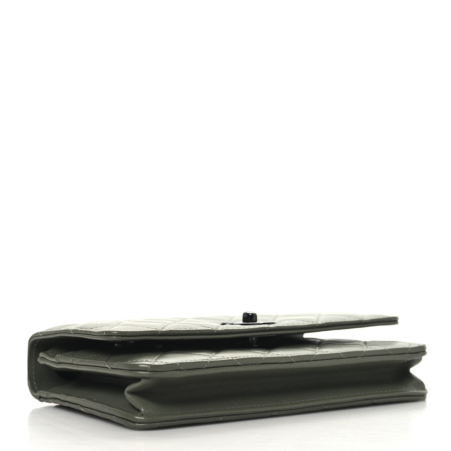 Lambskin Quilted Trendy CC Wallet On Chain WOC Green