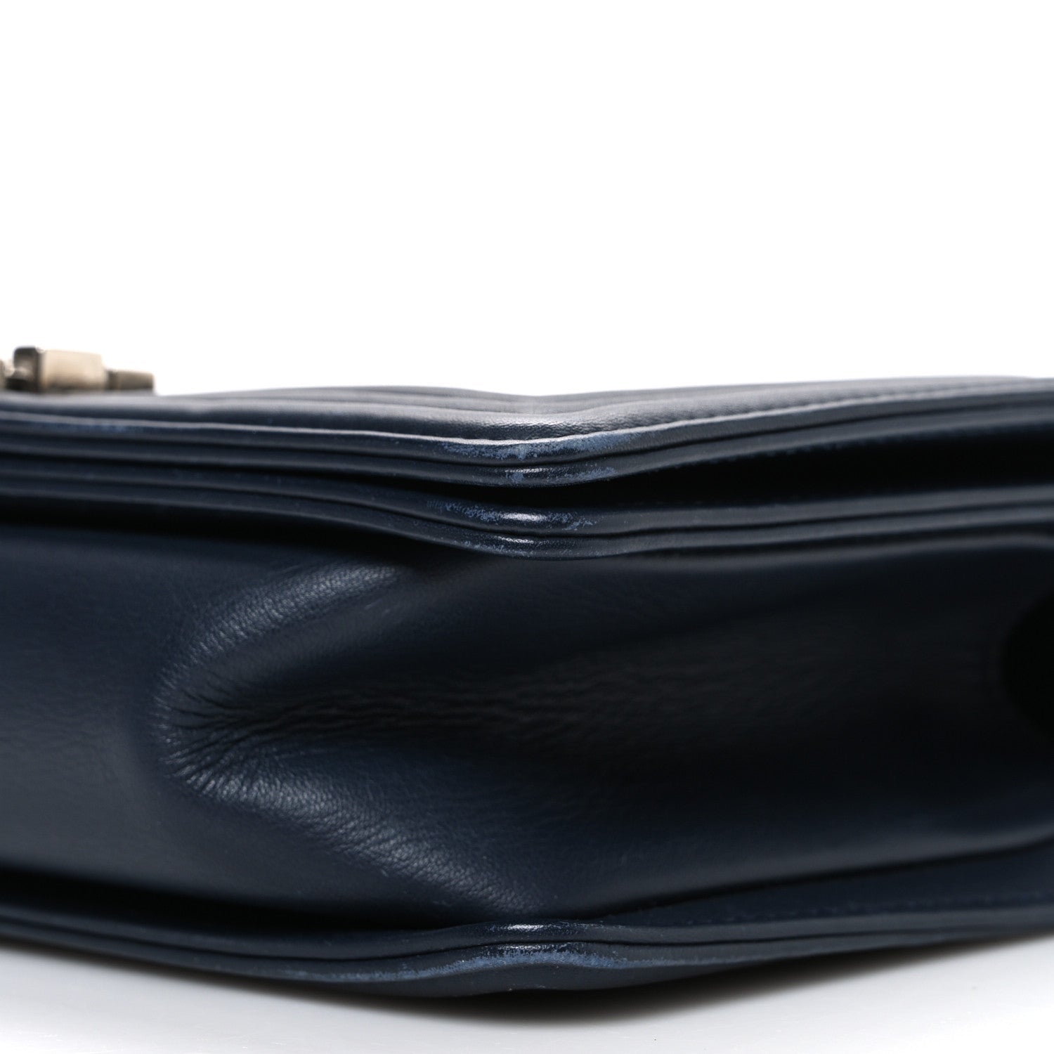 Lambskin Chevron Quilted Medium Boy Flap Navy Blue
