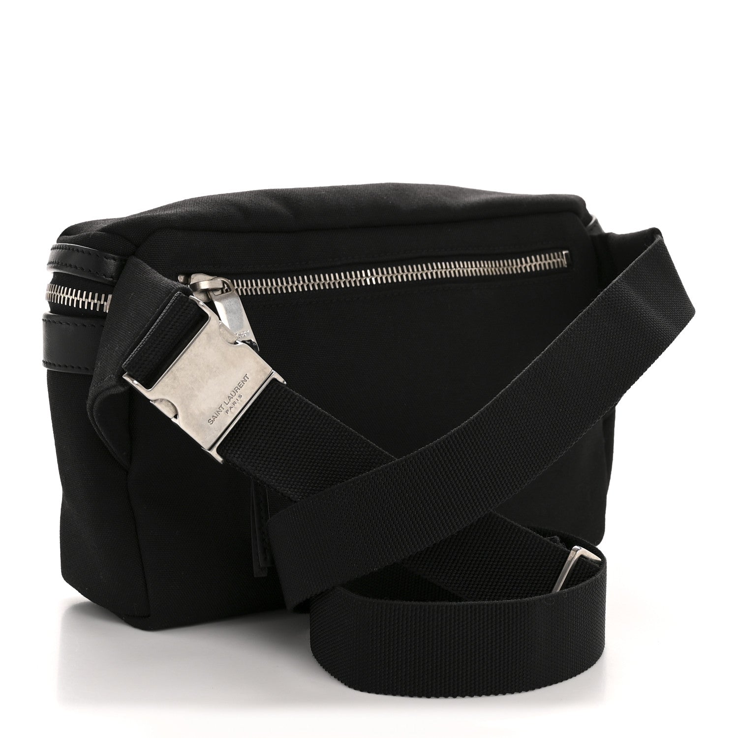 Canvas Calfskin City Belt Bag Black