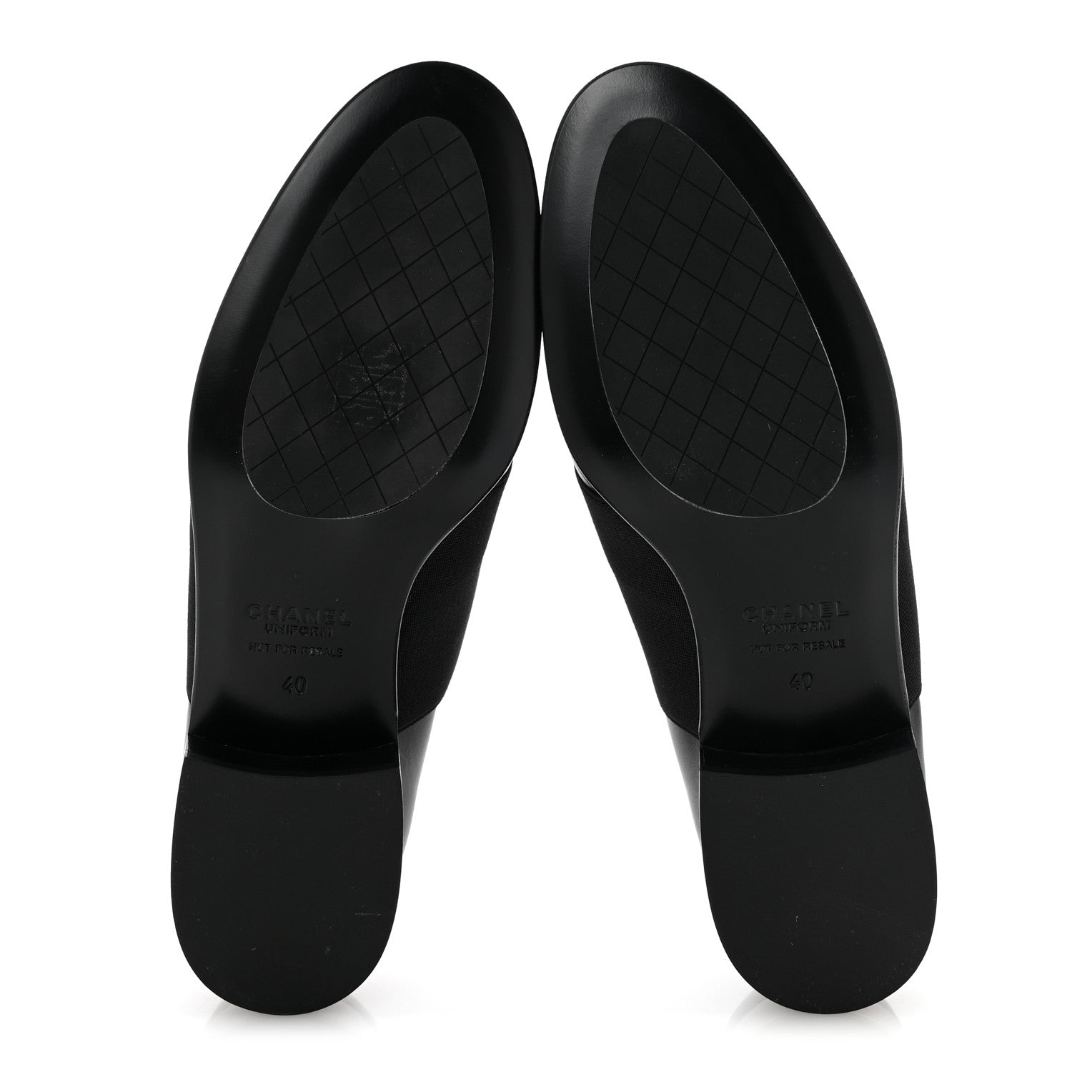 Calfskin Elastic Lace Up Cap Toe CC Loafers 40 Black