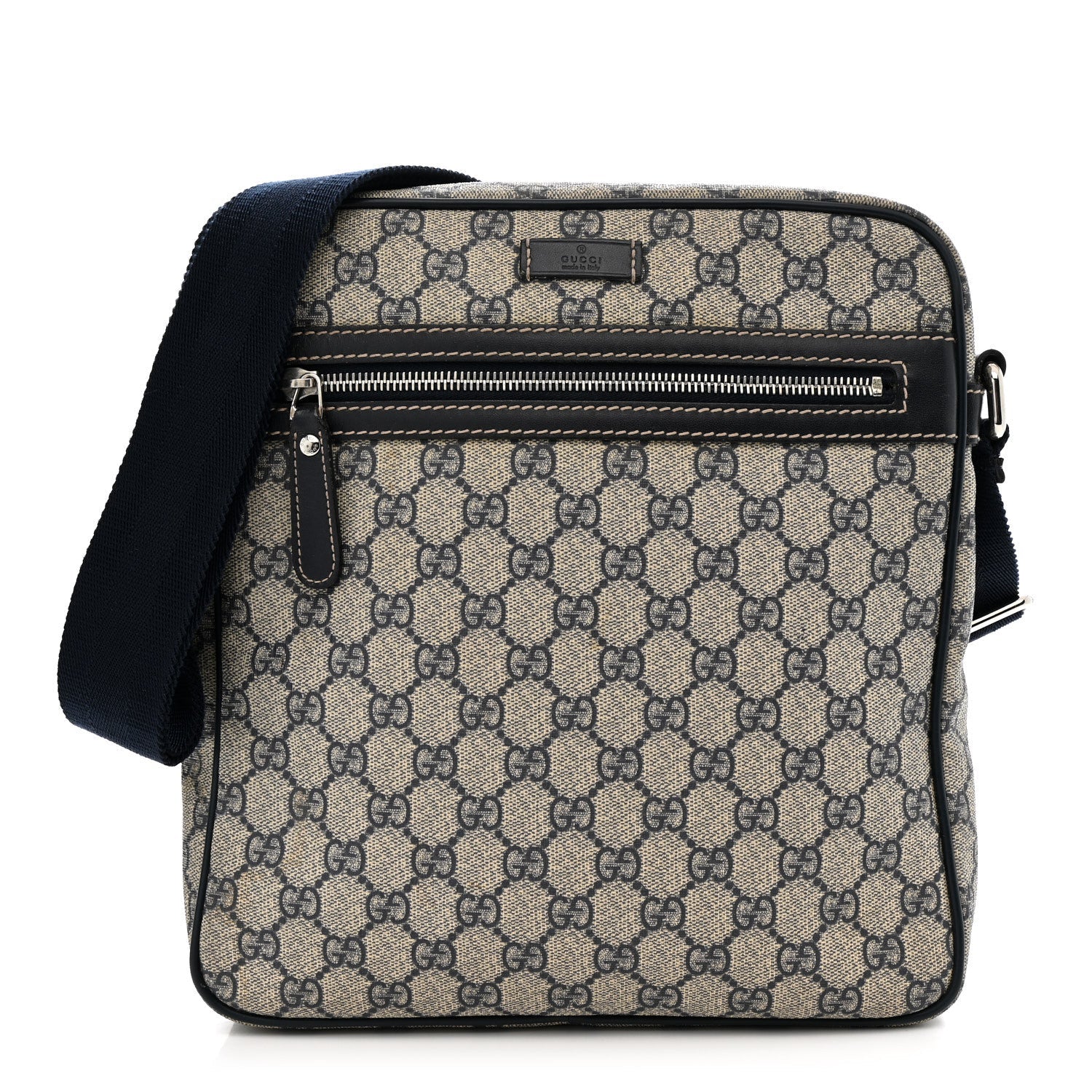 GG Plus Monogram Selleria Calfskin Medium Messenger Bag Beige Blue