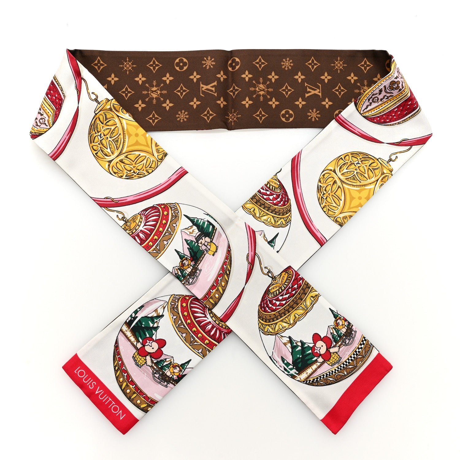 Silk Monogram 2023 Christmas Animation Ornaments Bandeau Brown Multicolor