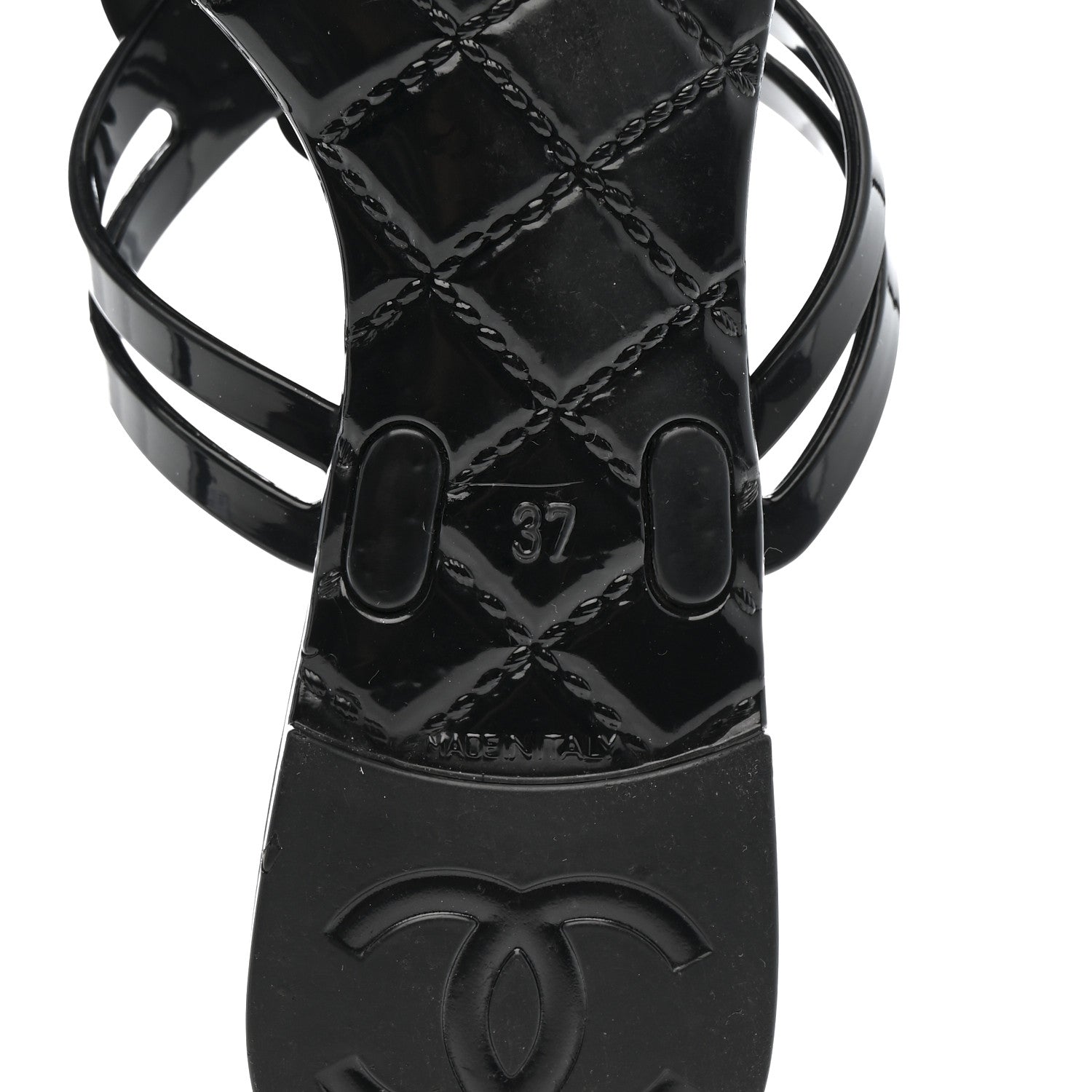 Jelly Camellia Thong Sandals 37 Black