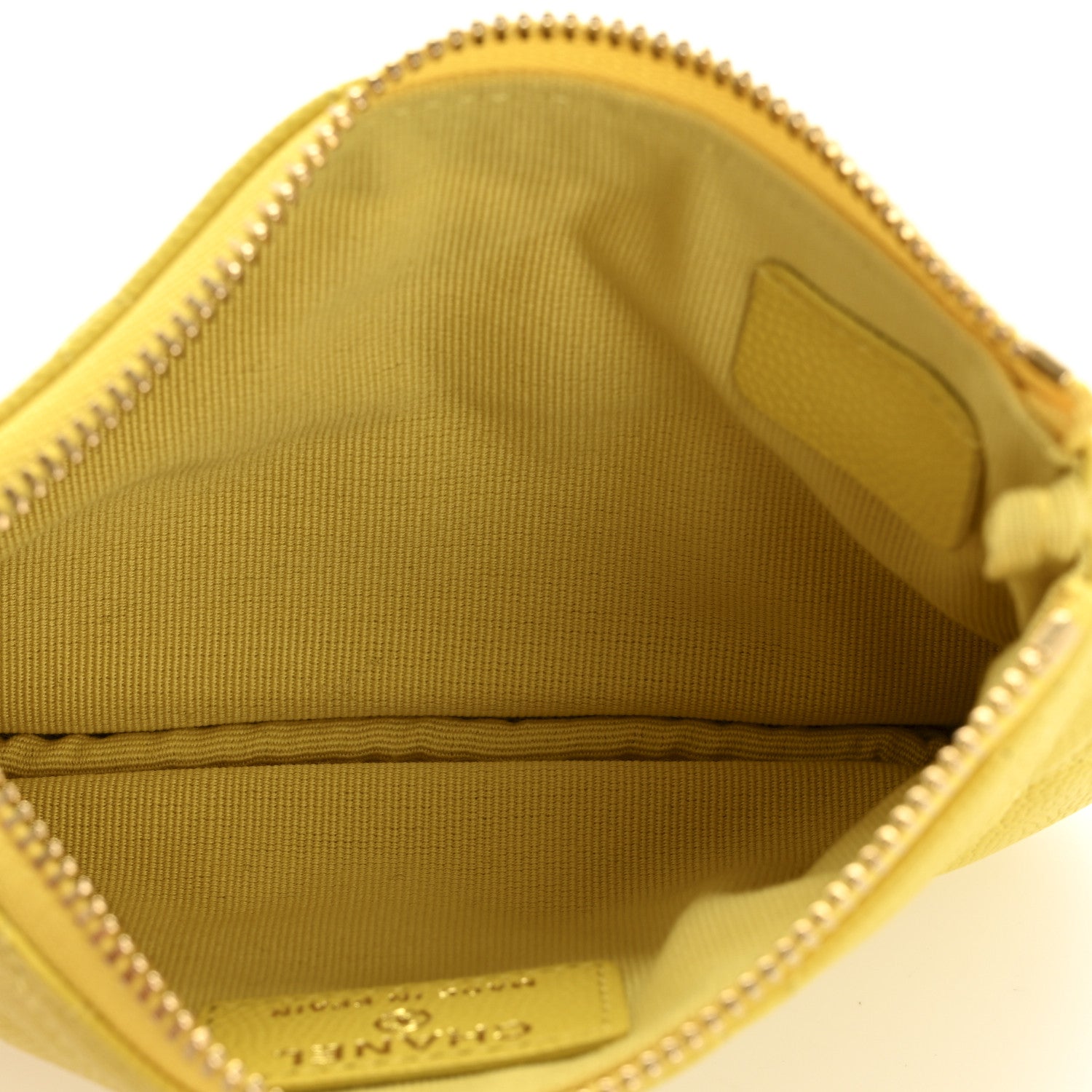 Caviar Quilted Small Cosmetic Case Yellow