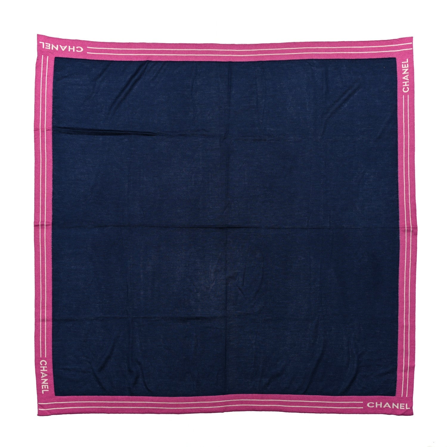 Cashmere Silk Cotton Knit CC Scarf Blue Pink White