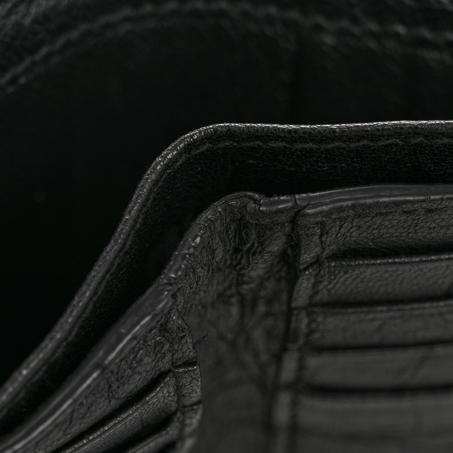 Calfskin Crocodile Embossed Monogram Bifold Wallet Black