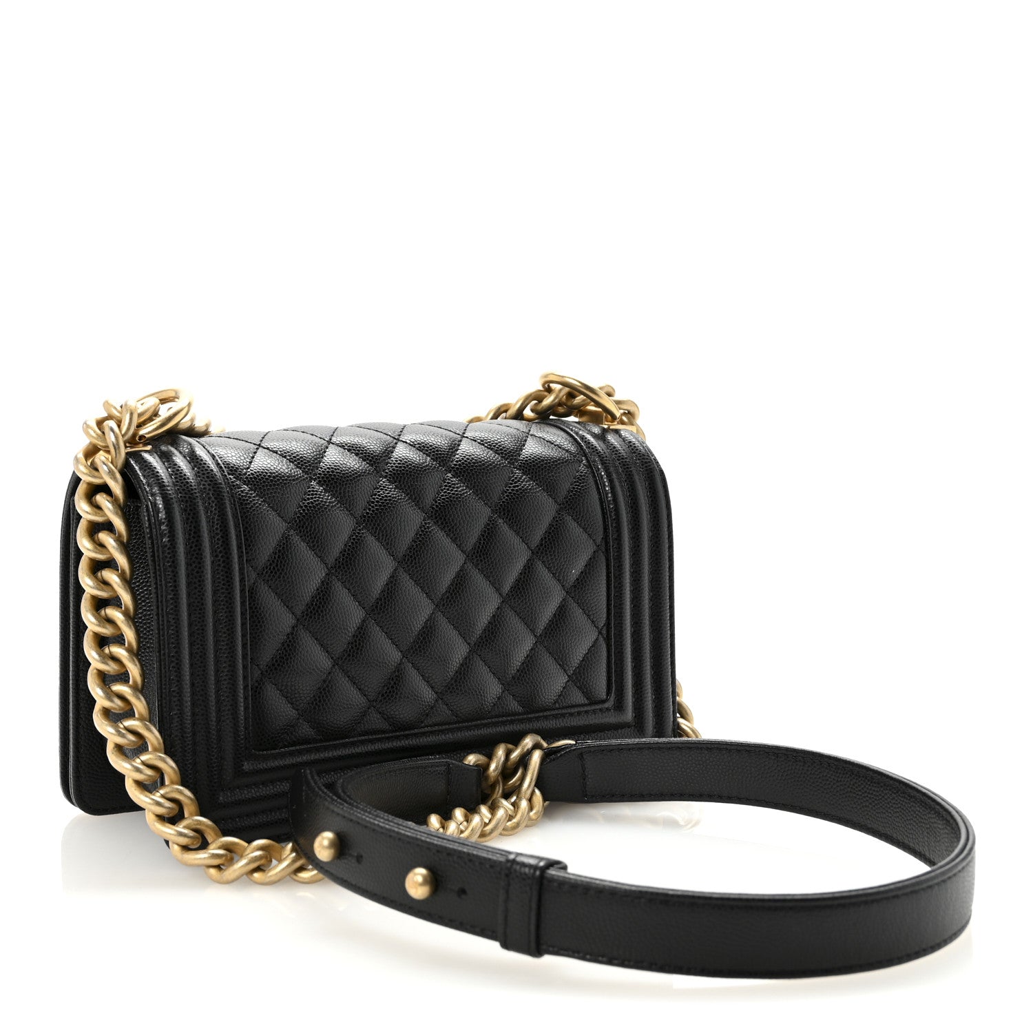 Caviar Quilted Small Boy Flap Black