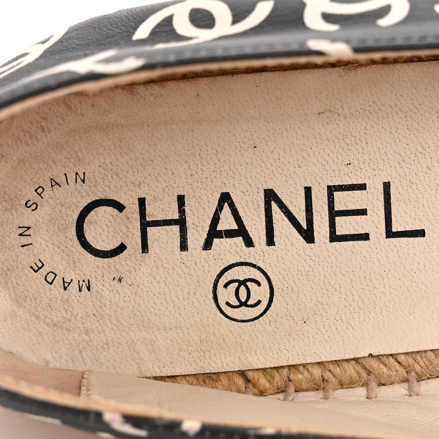 Lambskin Printed CC Espadrilles 38 Black White