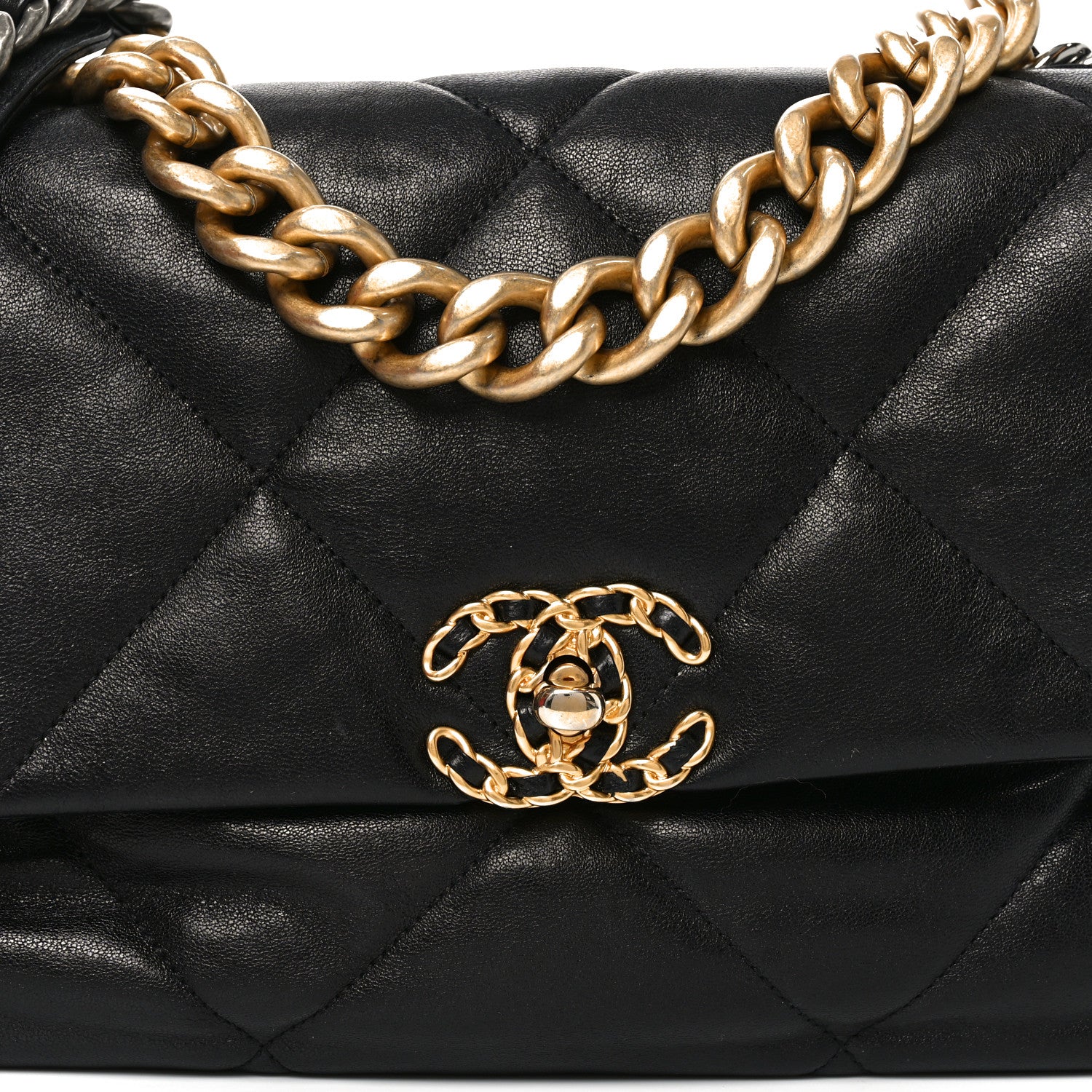 Goatskin Quilted Large Chanel 19 Flap Black