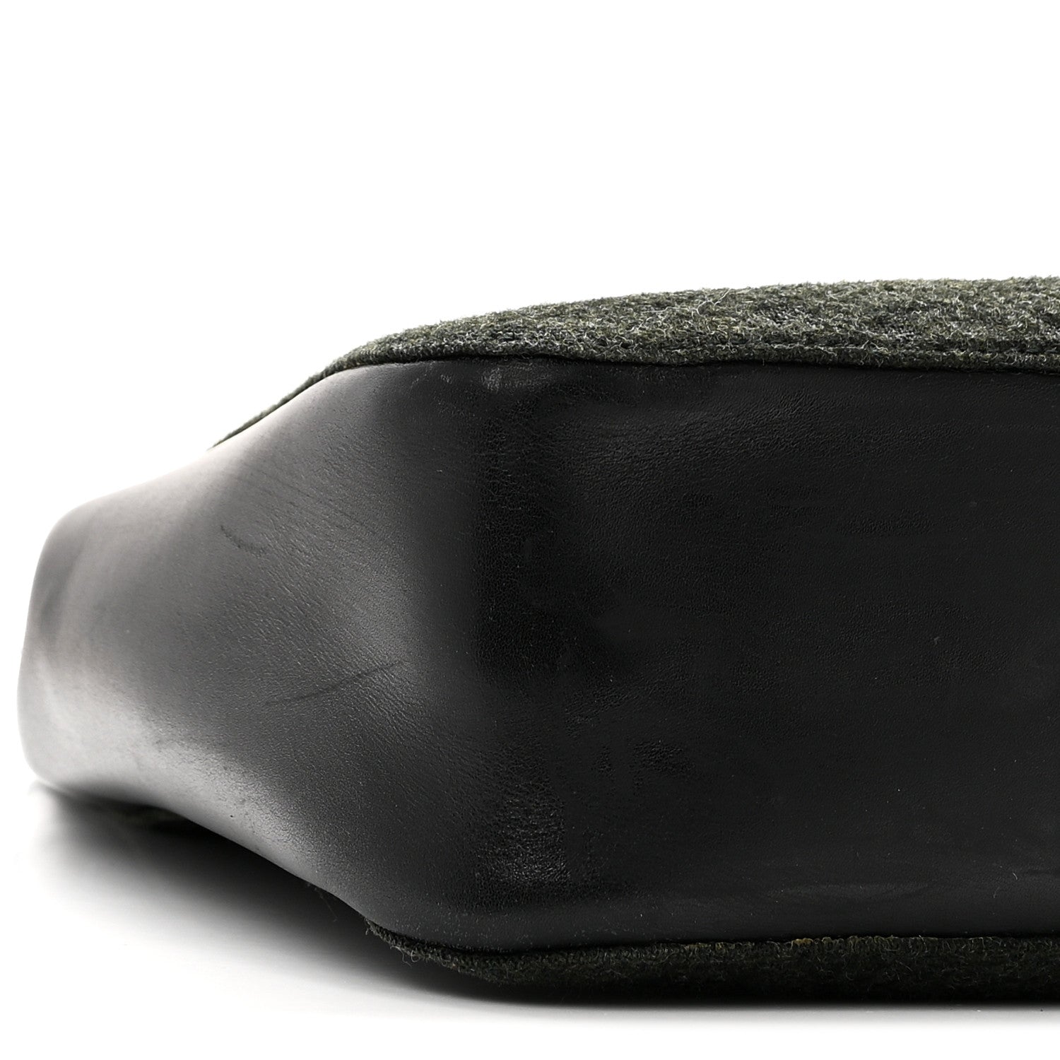 Wool Calfskin Bamboo Handle Bag Green Black