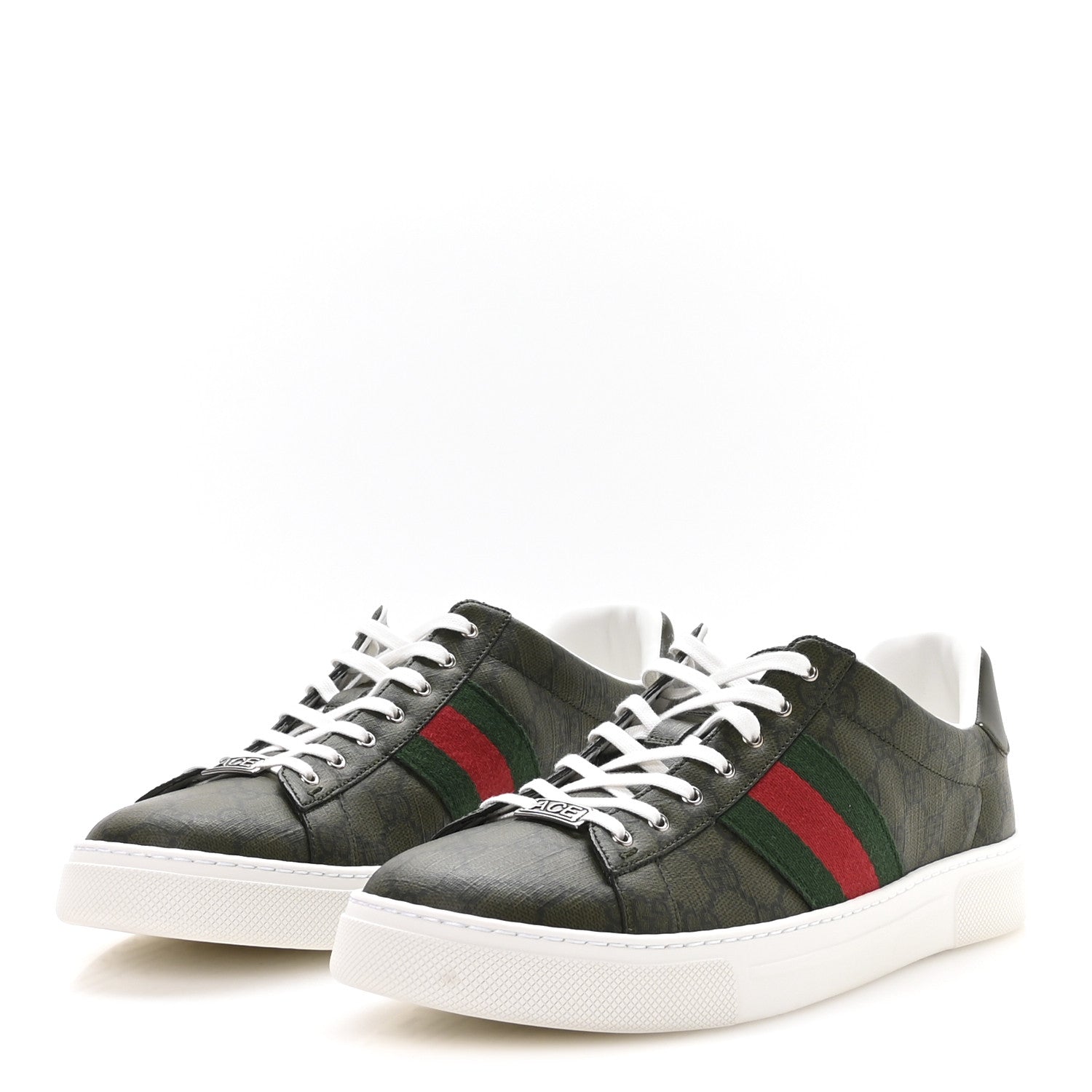 GG Supreme Monogram Web Mens New Ace Sneakers 11 Green