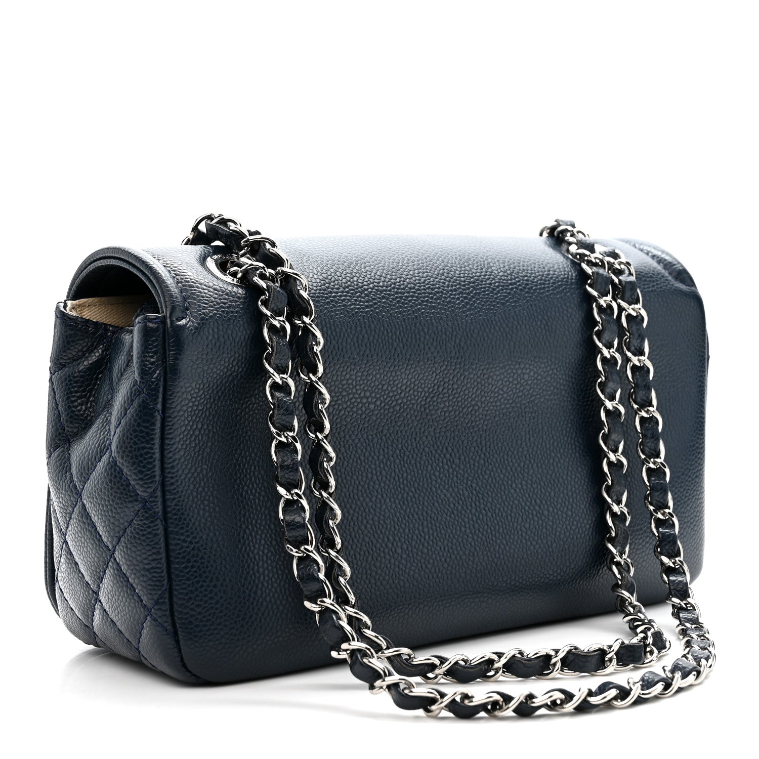 Caviar Medium Timeless CC Flap Navy Blue