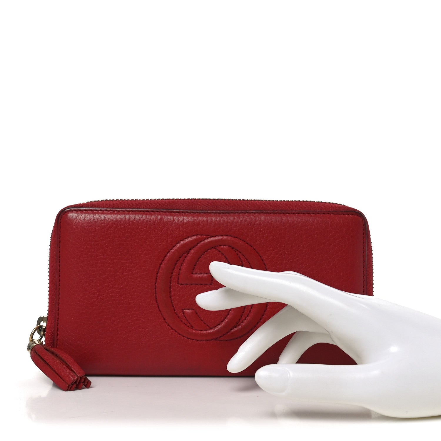 Pebbled Calfskin Soho Zip Around Wallet Red