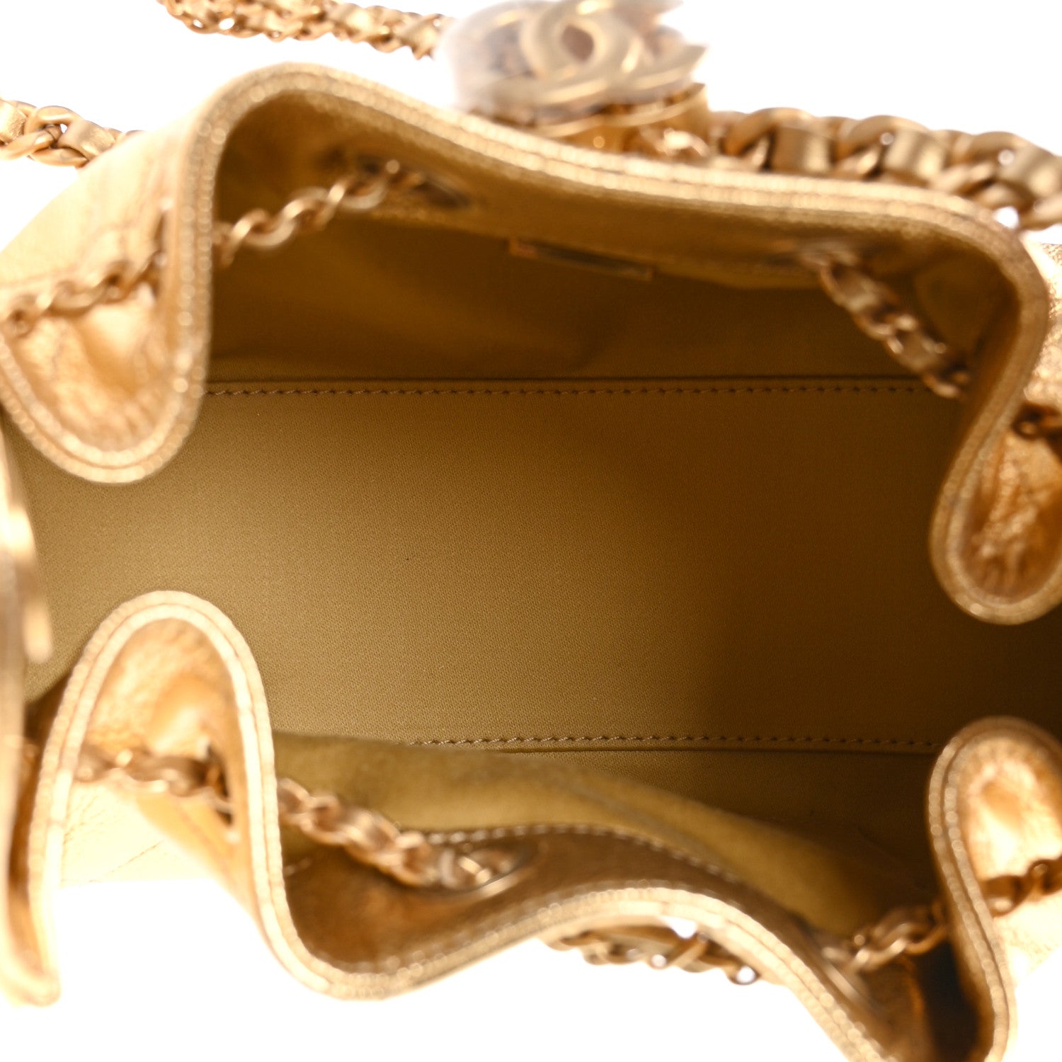 Metallic Caviar Quilted Mini Chanel 25 Handbag Gold