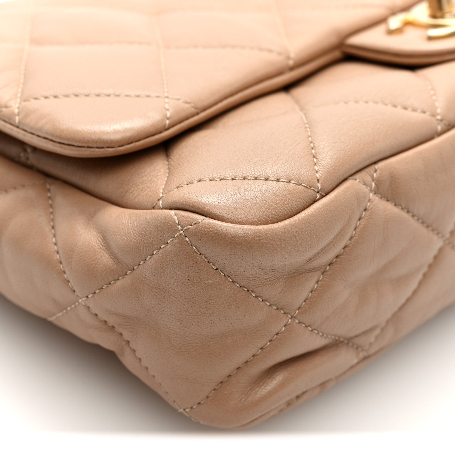Lambskin Quilted Large CC Funky Town Flap Beige
