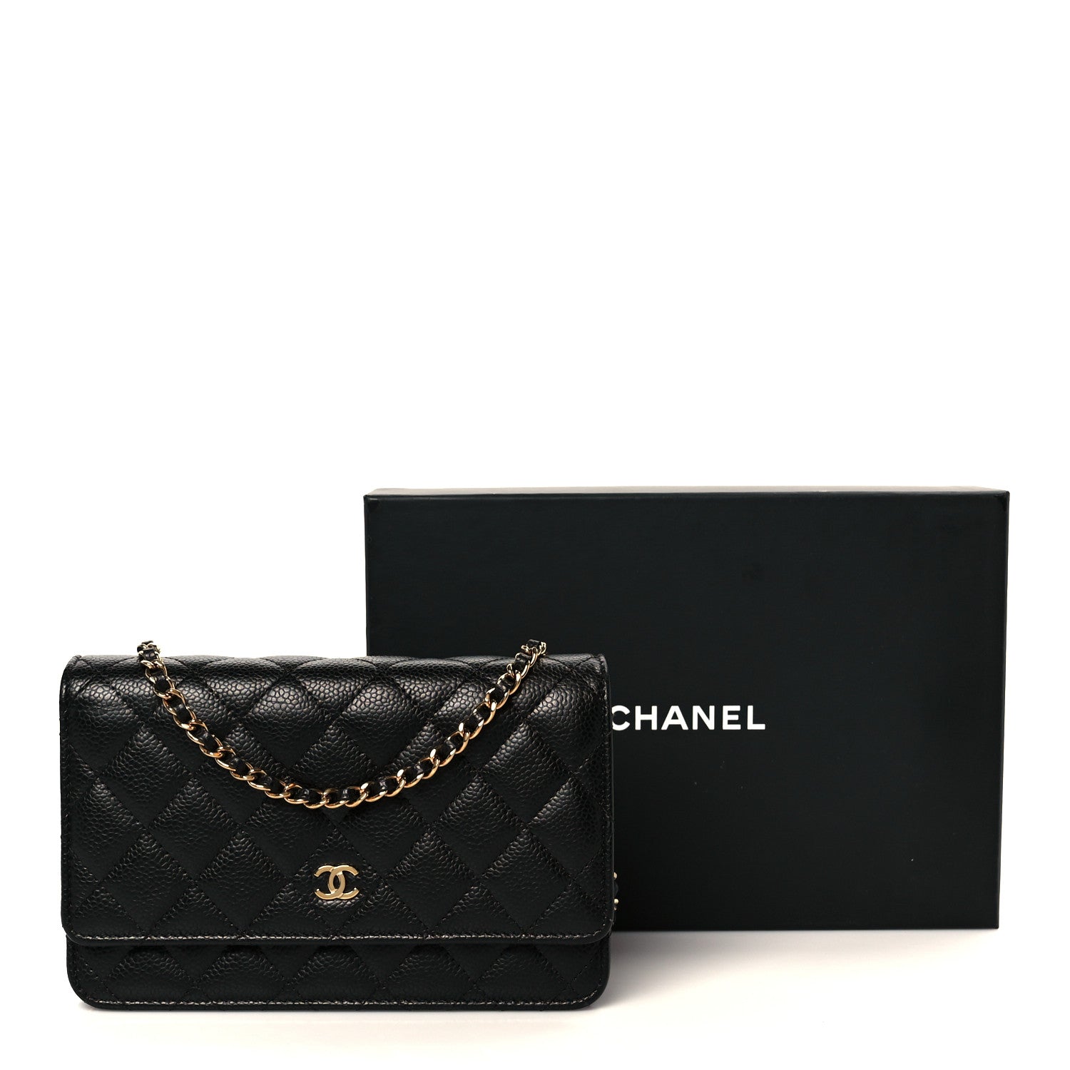 Caviar Quilted Wallet On Chain WOC Black