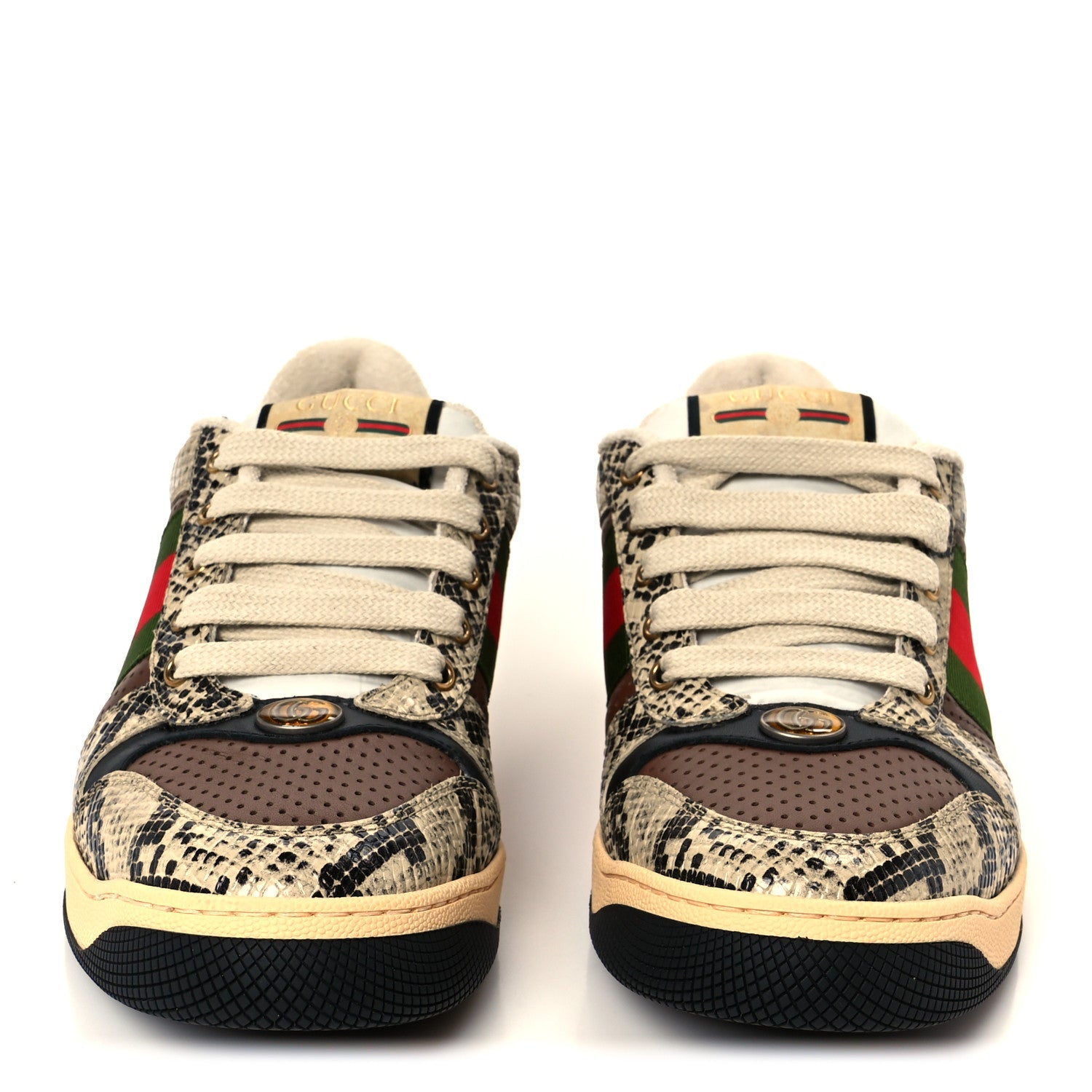 Calfskin Python Print Web Mens Screener Sneakers 7 Beige Avana Cuir