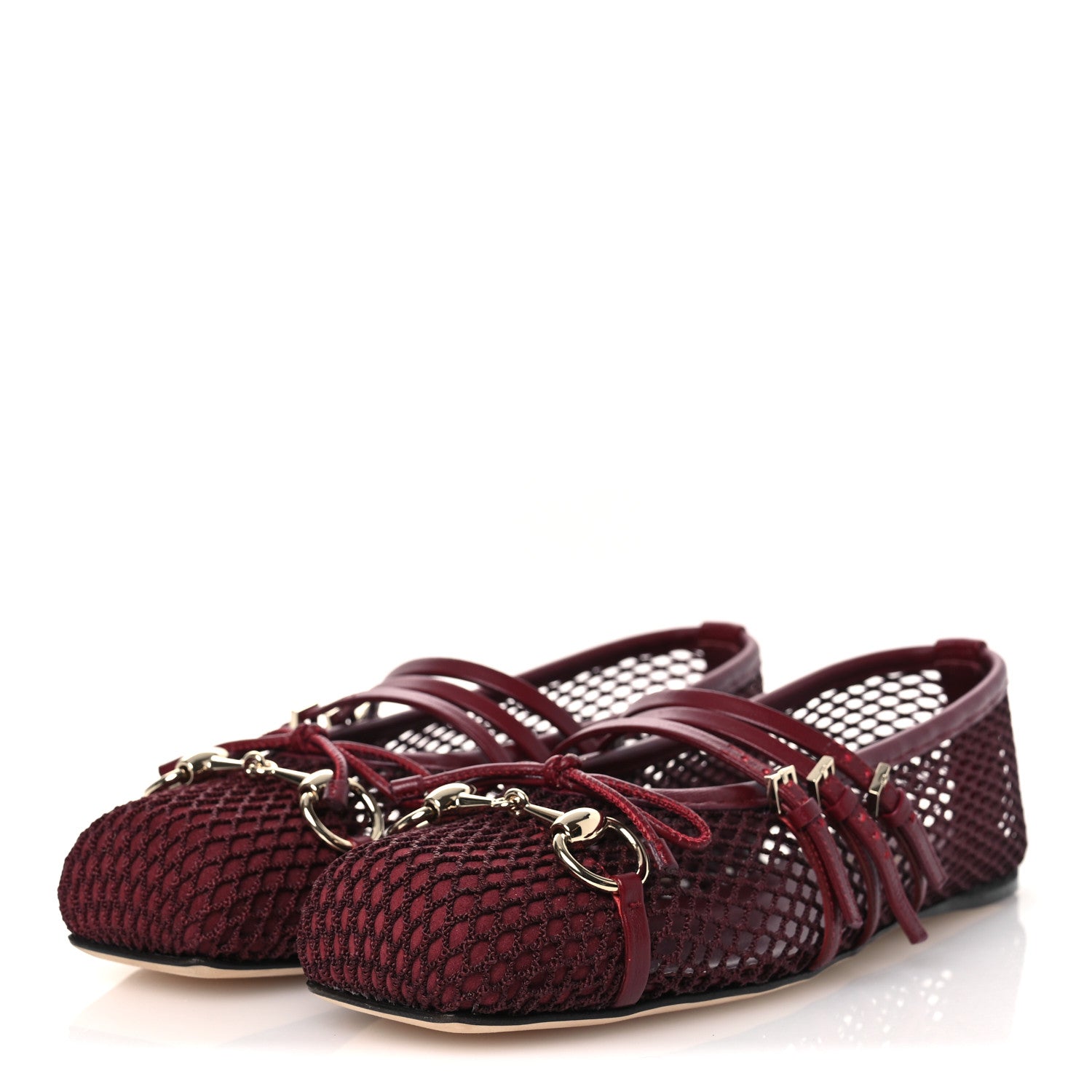 Video Net Nappa Horsebit Ballerina Flats 38 Rosso Ancora