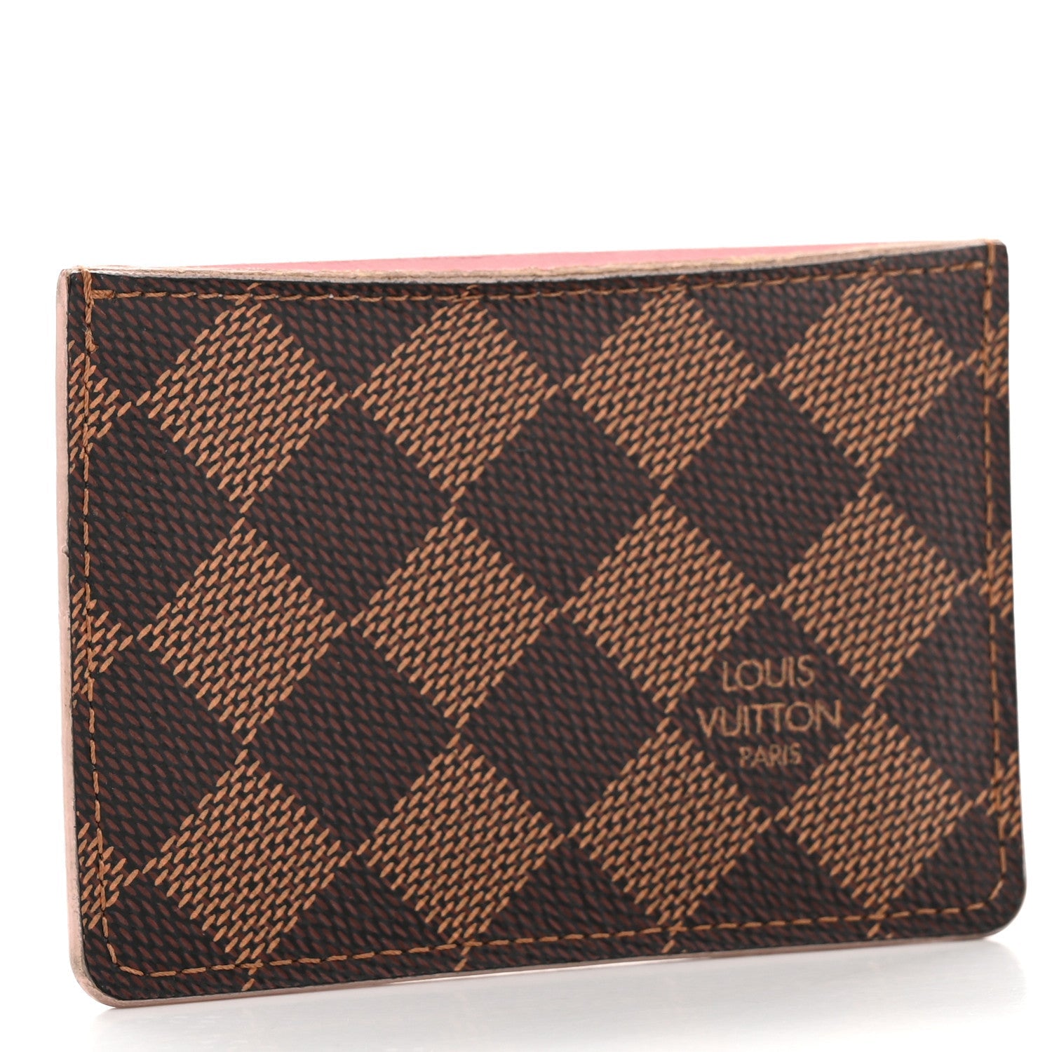 Damier Ebene Caissa Card Holder Rose Ballerine