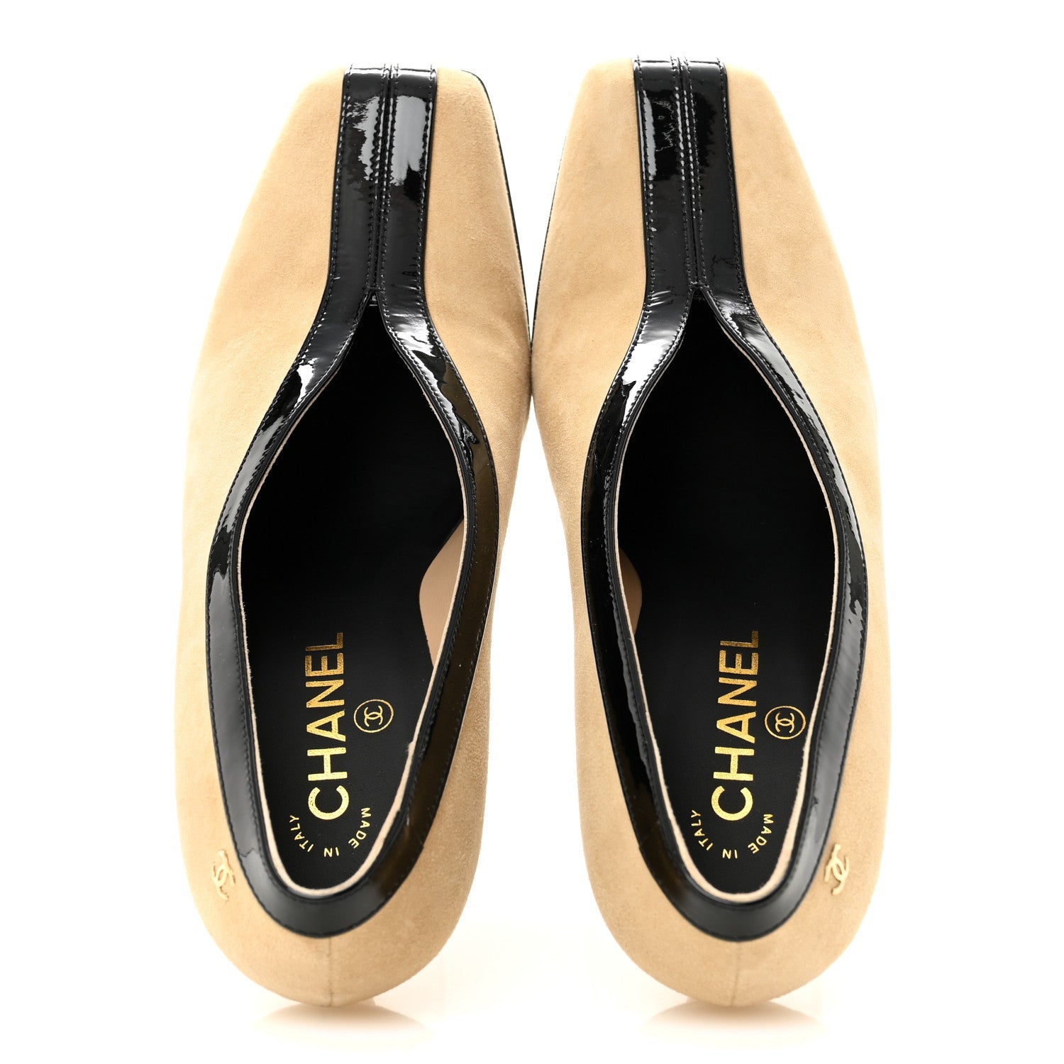 Suede Patent Calfskin Pumps 40 Beige Black